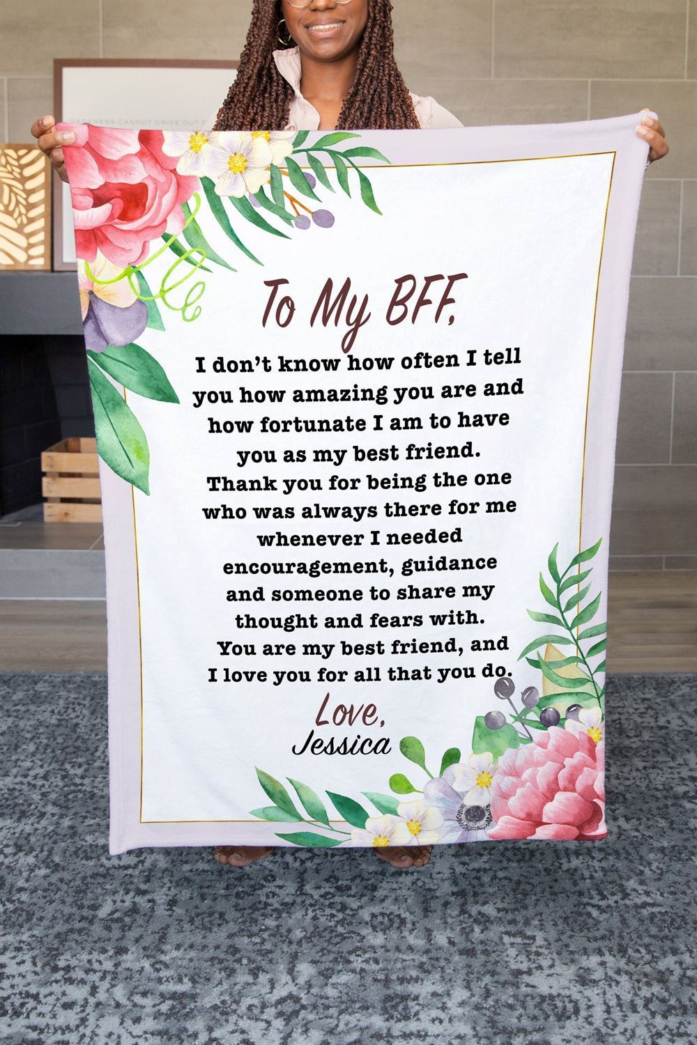 Personalized To My Bestie BFF Blanket From Friend How Amazing You Are Flower Gifts For Friendship Blanket, Mother's Day Blanket, Birthday Gift