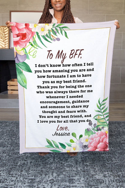Personalized To My Bestie BFF Blanket From Friend How Amazing You Are Flower Gifts For Friendship Blanket, Mother's Day Blanket, Birthday Gift