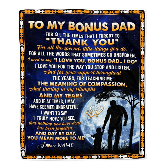 Personalized To My Bonus Dad Blanket From Step Daughter Thank You Grateful Love, Mother's Day Blanket, Mothers Day Birthday Gifts For Mom