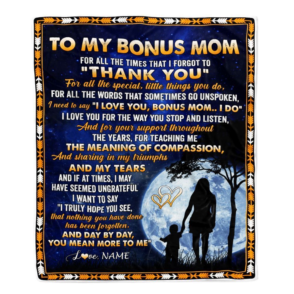 Personalized To My Bonus Mom Blanket From Stepdaughter Thank You Grateful Love, Mother's Day Blanket, Mothers Day Birthday Gifts For Mom