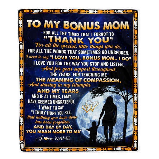 Personalized To My Bonus Mom Blanket From Stepdaughter Thank You Grateful Love, Mother's Day Blanket, Mothers Day Birthday Gifts For Mom