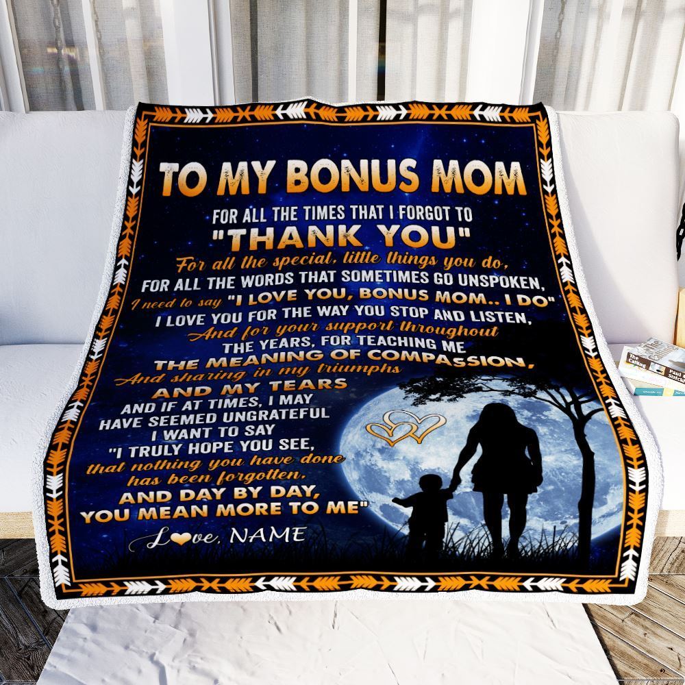 Personalized To My Bonus Mom Blanket From Stepdaughter Thank You Grateful Love, Mother's Day Blanket, Mothers Day Birthday Gifts For Mom