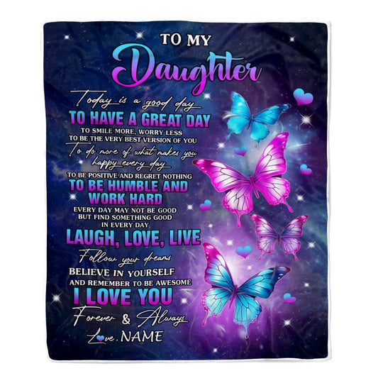 Personalized To My Daughter Butterfly Blanket From Mom Mother Every Day Laugh Love Live Blanket, Mother's Day Blanket, Presents For Her
