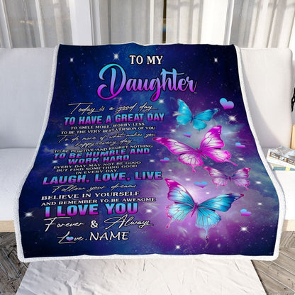 Personalized To My Daughter Butterfly Blanket From Mom Mother Every Day Laugh Love Live Blanket, Mother's Day Blanket, Presents For Her