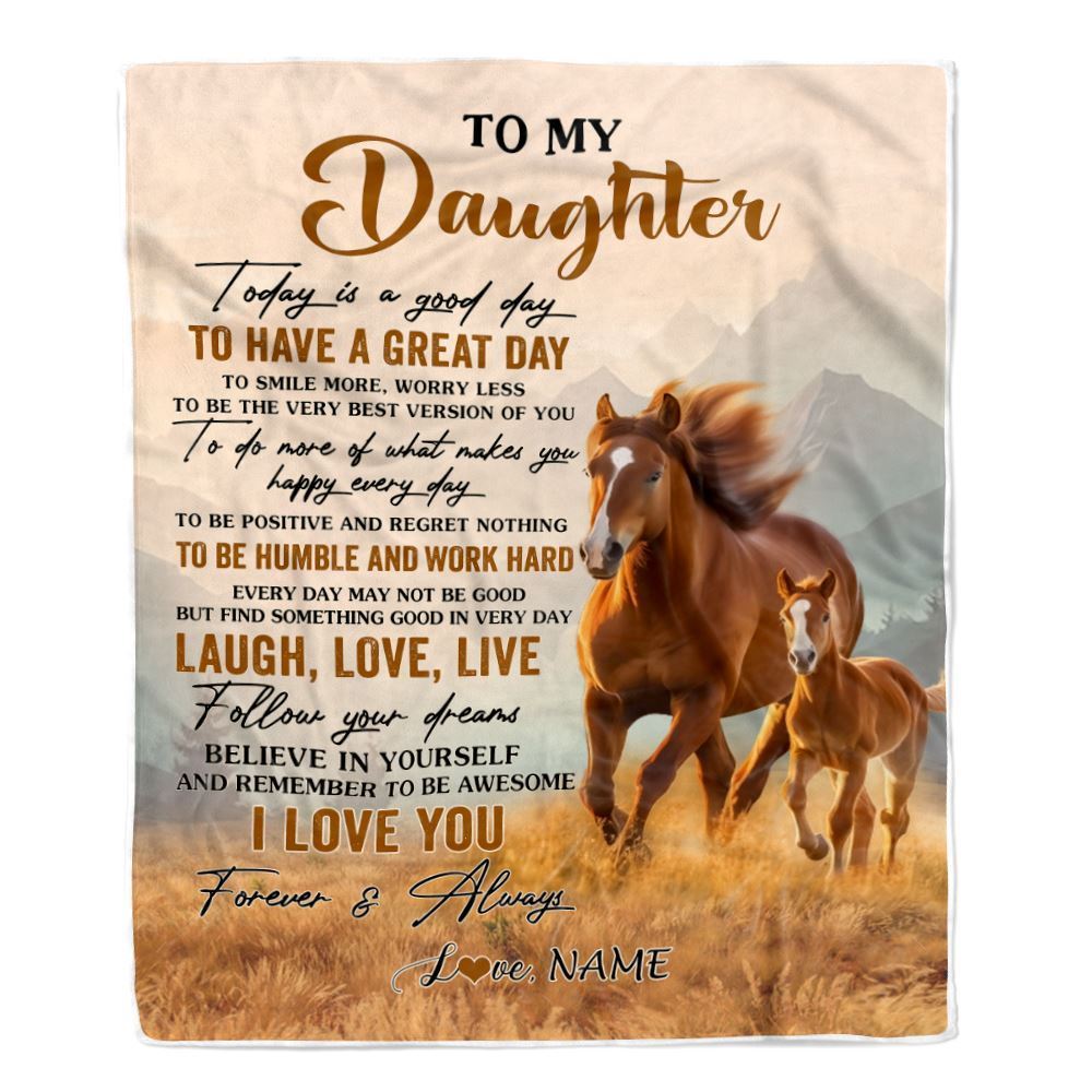 Personalized To My Daughter Horse Blanket From Mom Dad Mother Every Day Laugh Love Live Blanket, Mother's Day Blanket, Presents For Her