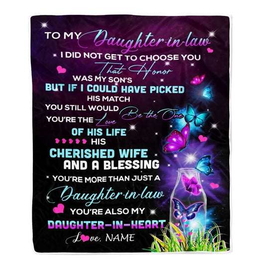 Personalized To My Daughter In Law Blanket From Mother In Law Butterfly Birthday Pregnant Blanket, Mother's Day Blanket, Presents For Her