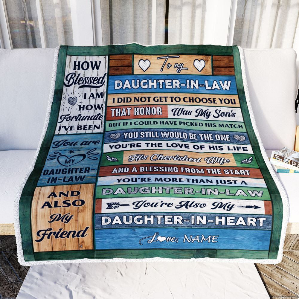 Personalized To My Daughter In Law Blanket From Mother In Law Wood You're Also My Daughter In Heart Blanket, Mother's Day Blanket, Presents For Her