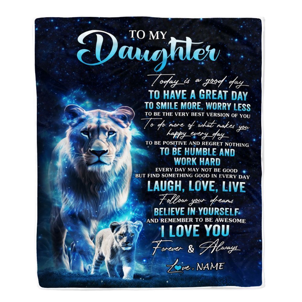 Personalized To My Daughter Lion Blanket From Mom Mother Today Is A Good Day Blanket, Mother's Day Blanket, Presents For Her