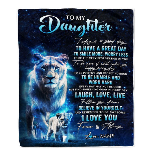 Personalized To My Daughter Lion Blanket From Mom Mother Today Is A Good Day Blanket, Mother's Day Blanket, Presents For Her