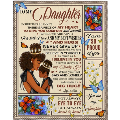 Personalized To My Daughter Mom Love You Never Give Up Black Girl Gift Ideas Blanket, Mother's Day Blanket, Gift For Her