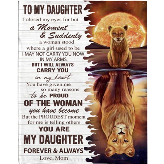 Personalized To My Daughter Mom Love You Proud You Lion Gift Ideas Blanket, Mother's Day Blanket, Gift For Her
