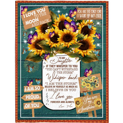 Personalized To My Daughter Mom Love You Sunflower Gift Ideas Blanket, Mother's Day Blanket, Gift For Her