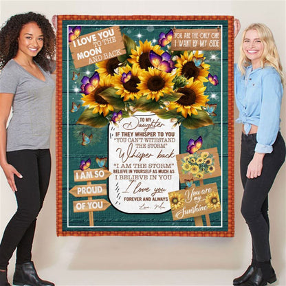 Personalized To My Daughter Mom Love You Sunflower Gift Ideas Blanket, Mother's Day Blanket, Gift For Her
