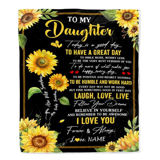 Personalized To My Daughter Sunflower Blanket From Mom Mother Every Day Laugh Love Live Blanket, Mother's Day Blanket, Presents For Her