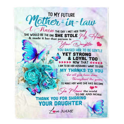 Personalized To My Future Mother In Law Blanket From Daughter Thank You For Sharing Son Blanket, Mother's Day Blanket, Presents For Her