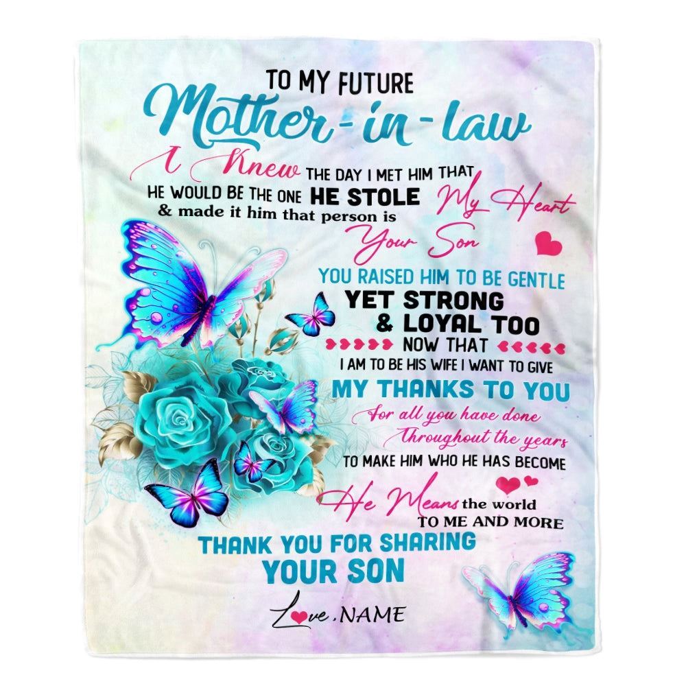 Personalized To My Future Mother In Law Blanket From Son Thank You For Sharing Daughter Blanket, Mother's Day Blanket, Presents For Her