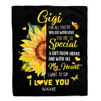Personalized To My Gigi Blanket From Grandkids Granddaughter I Want To Say I Love You Sunfower Blanket, Mother's Day Blanket, Presents For Her