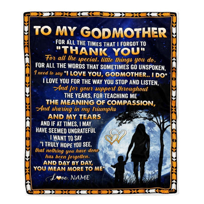 Personalized To My Godmother Blanket From Godchild Thank You Grateful Love Blanket, Mother's Day Blanket, Presents For Her