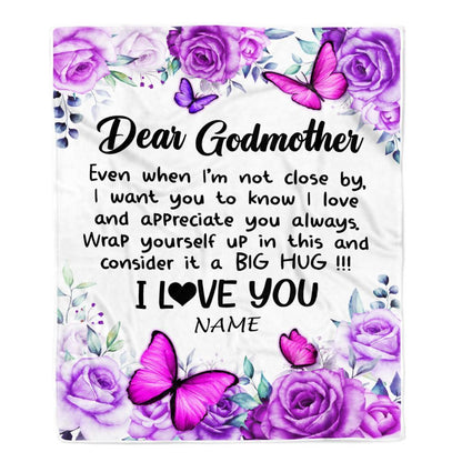 Personalized To My Godmother Blanket From Goddaughter Niece Butterfly Love And Appreciate Blanket, Mother's Day Blanket, Presents For Her