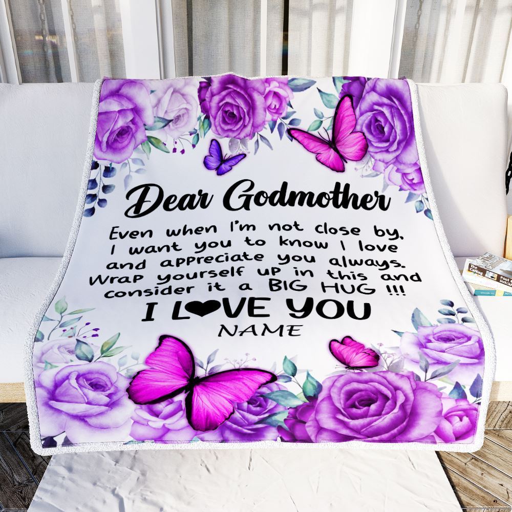 Personalized To My Godmother Blanket From Goddaughter Niece Butterfly Love And Appreciate Blanket, Mother's Day Blanket, Presents For Her