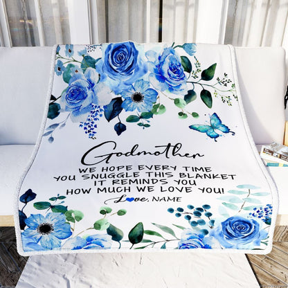 Personalized To My Godmother Blanket from Goddaughter Godson Floral How Much We Love You Blanket, Mother's Day Blanket, Presents For Her