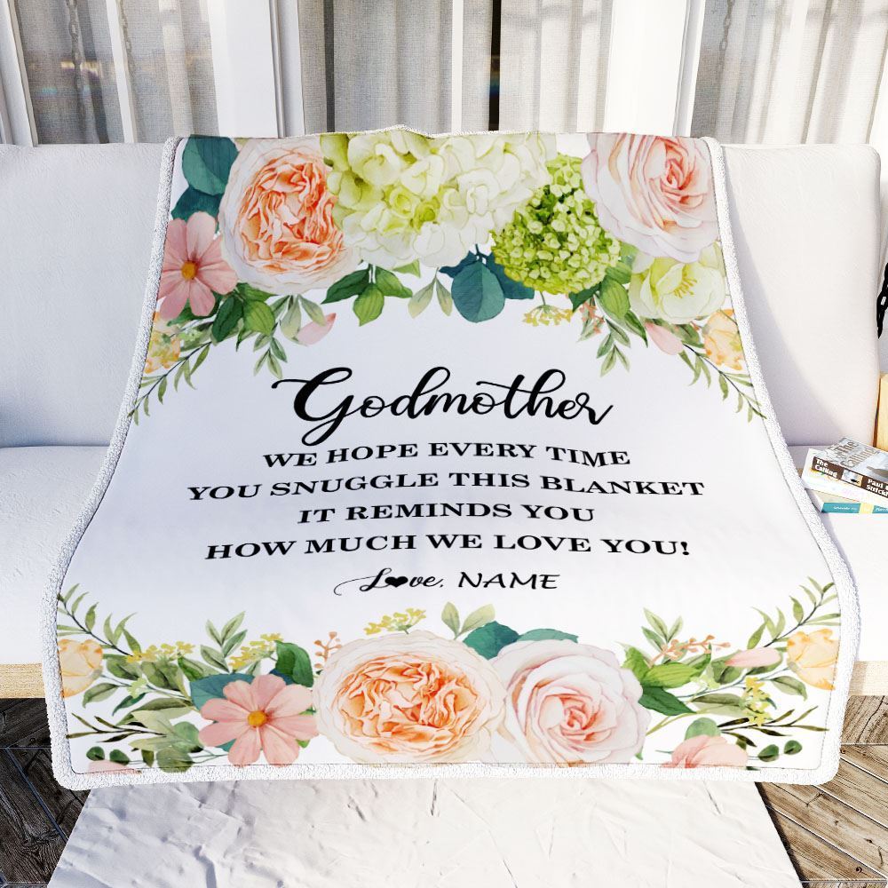 Personalized To My Godmother Blanket from Goddaughter How Much We Love You Flower Blanket, Mother's Day Blanket, Presents For Her
