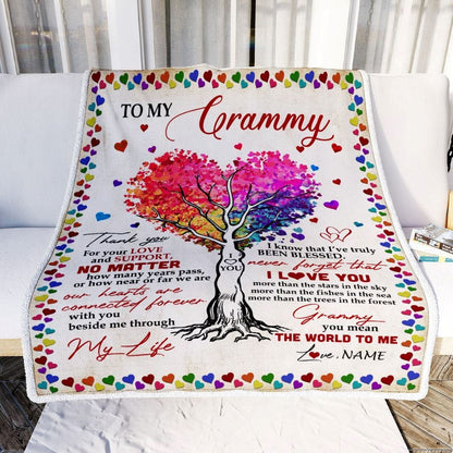 Personalized To My Grammy Blanket From Grandkids Never Forget That I Love You You Mean The World to Me Blanket, Mother's Day Blanket, Presents For Her