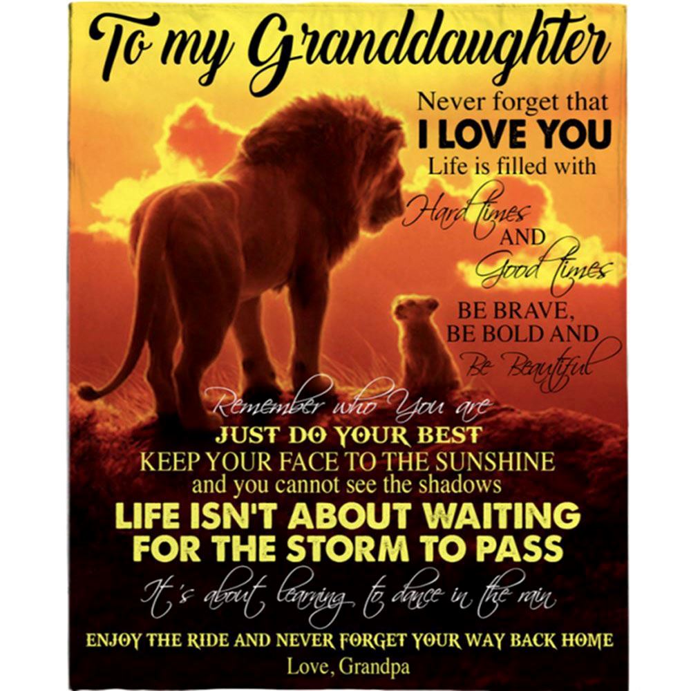 Personalized To My Granddaughter Brave Bold Beautiful Gift Ideas From Grandpa Lion Blanket, Mother's Day Blanket, Gift For Her