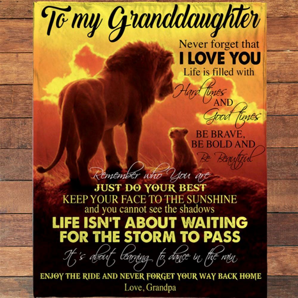 Personalized To My Granddaughter Brave Bold Beautiful Gift Ideas From Grandpa Lion Blanket, Mother's Day Blanket, Gift For Her