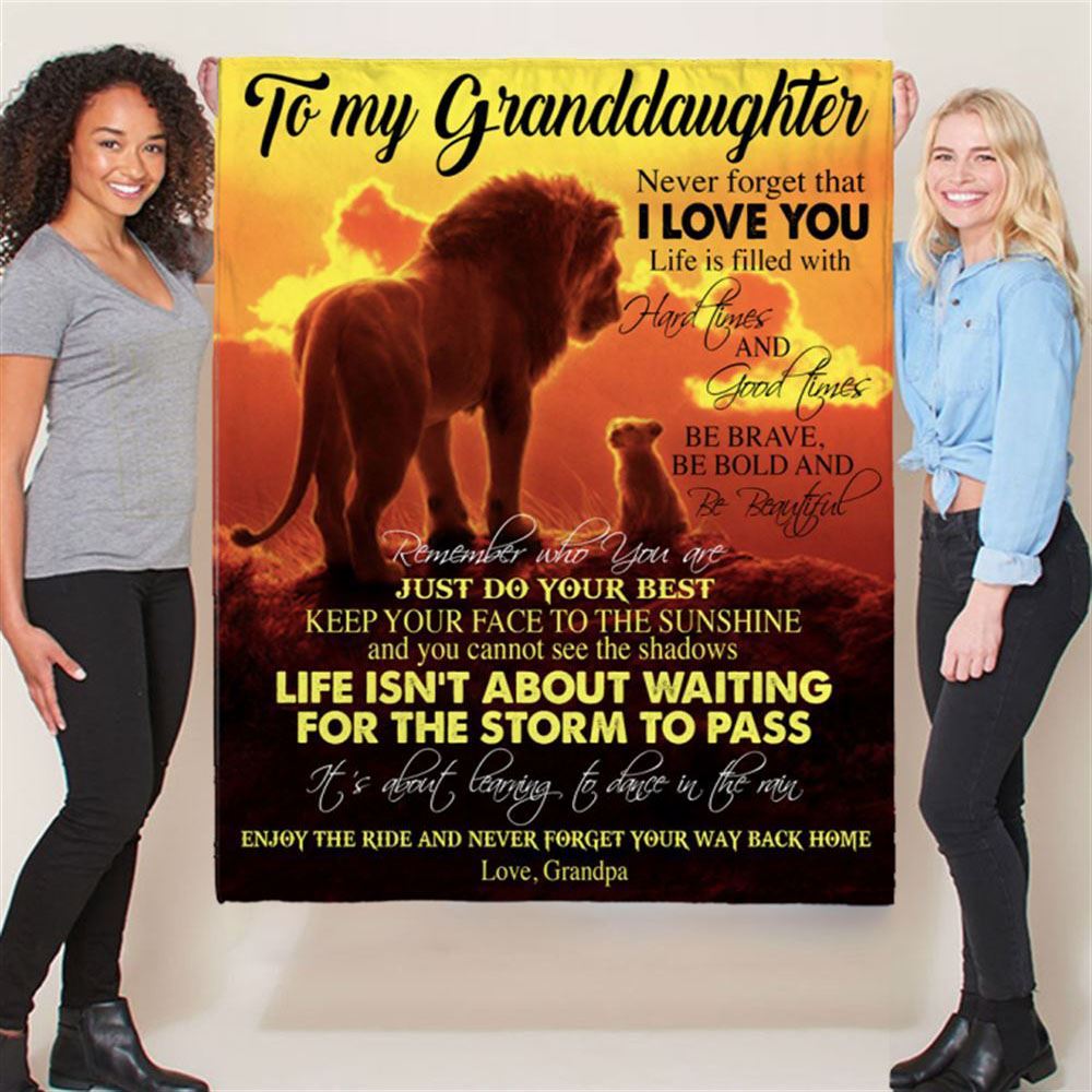 Personalized To My Granddaughter Brave Bold Beautiful Gift Ideas From Grandpa Lion Blanket, Mother's Day Blanket, Gift For Her