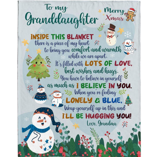 Personalized To My Granddaughter Christmas Gift Ideas Xmas Grandma Love You Blanket, Mother's Day Blanket, Gift For Her