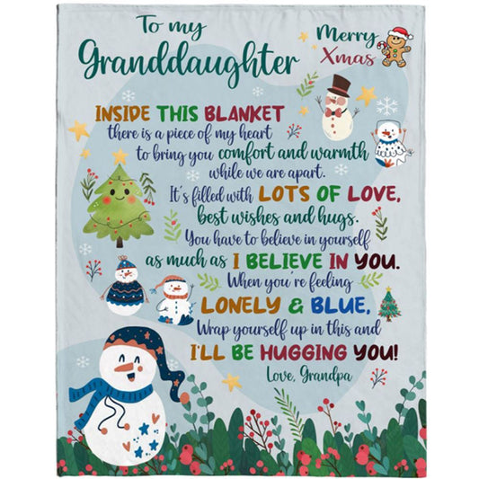 Personalized To My Granddaughter Christmas Gift Ideas Xmas Grandpa Love You Blanket, Mother's Day Blanket, Gift For Her