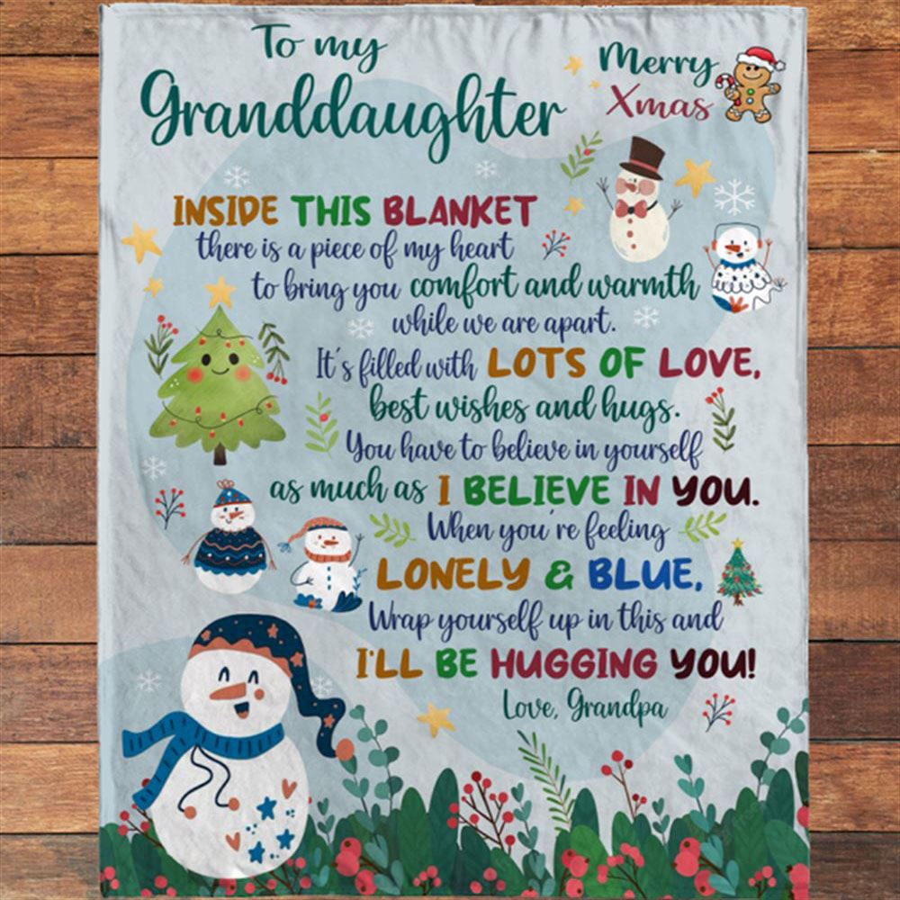 Personalized To My Granddaughter Christmas Gift Ideas Xmas Grandpa Love You Blanket, Mother's Day Blanket, Gift For Her