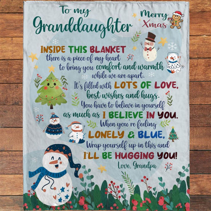 Personalized To My Granddaughter Christmas Gift Ideas Xmas Grandpa Love You Blanket, Mother's Day Blanket, Gift For Her