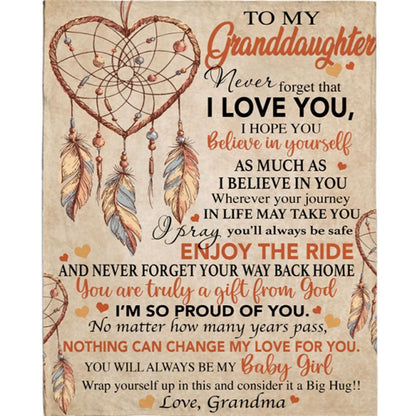 Personalized To My Granddaughter Dreamcatcher Grandpa Love You Gift Ideas Blanket, Mother's Day Blanket, Gift For Her