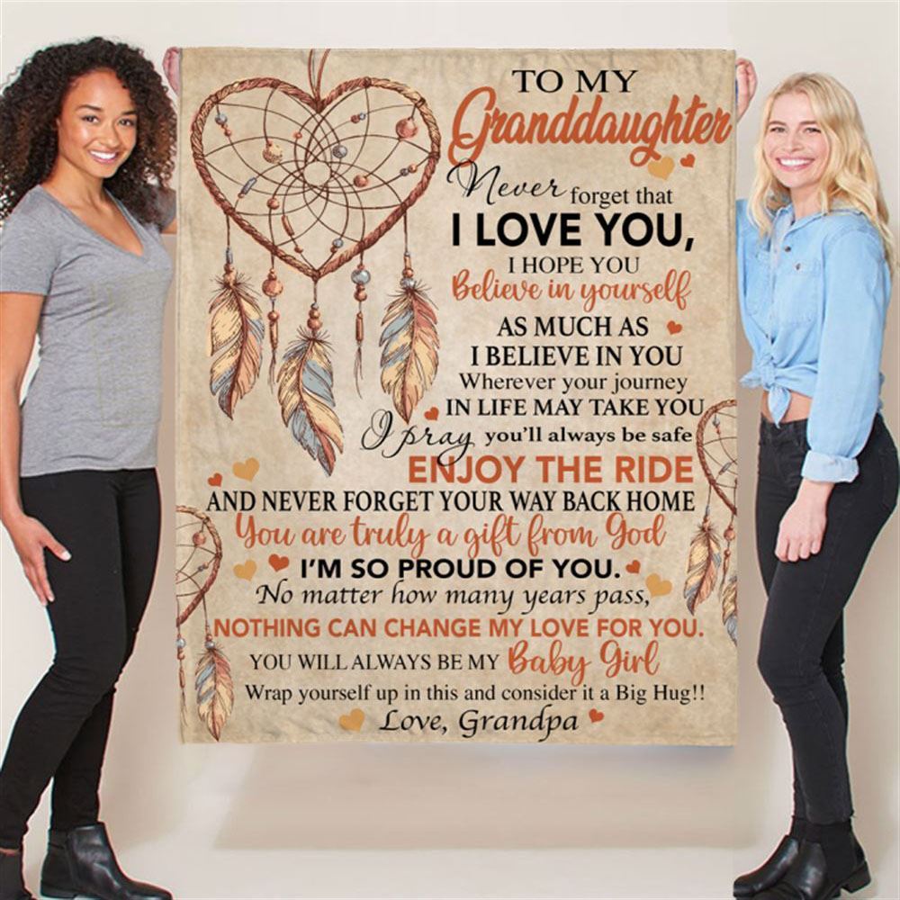 Personalized To My Granddaughter Dreamcatcher Grandpa Love You Gift Ideas Blanket, Mother's Day Blanket, Gift For Her
