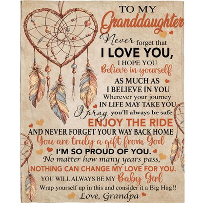 Personalized To My Granddaughter Dreamcatcher Grandpa Love You Gift Ideas Blanket, Mother's Day Blanket, Gift For Her