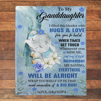 Personalized To My Granddaughter Everything Will Be Alright Gift Ideas From Grandpa Elephant Blanket, Mother's Day Blanket, Gift For Her