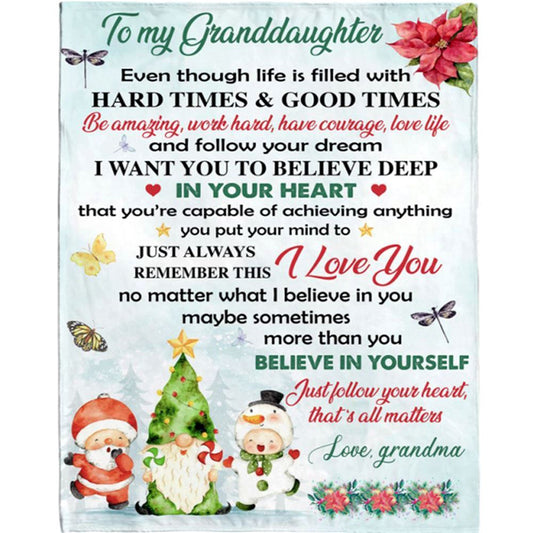 Personalized To My Granddaughter Grandma Love You Christmas Xmas Gift Ideas Blanket, Mother's Day Blanket, Gift For Her