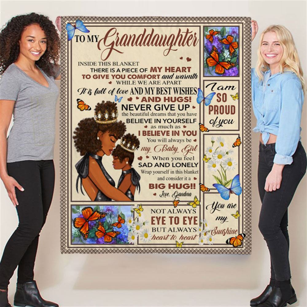 Personalized To My Granddaughter Grandma Love You Never Give Up Black Girl Gift Ideas Blanket, Mother's Day Blanket, Gift For Her