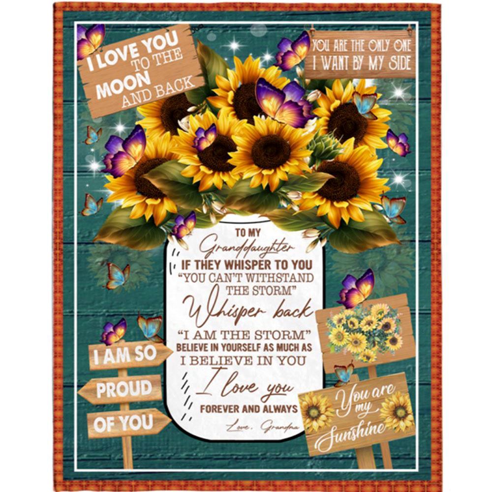 Personalized To My Granddaughter Grandma Love You Sunflower Gift Ideas Blanket, Mother's Day Blanket, Gift For Her