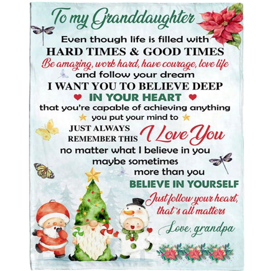 Personalized To My Granddaughter Grandpa Love You Christmas Xmas Gift Ideas Blanket, Mother's Day Blanket, Gift For Her