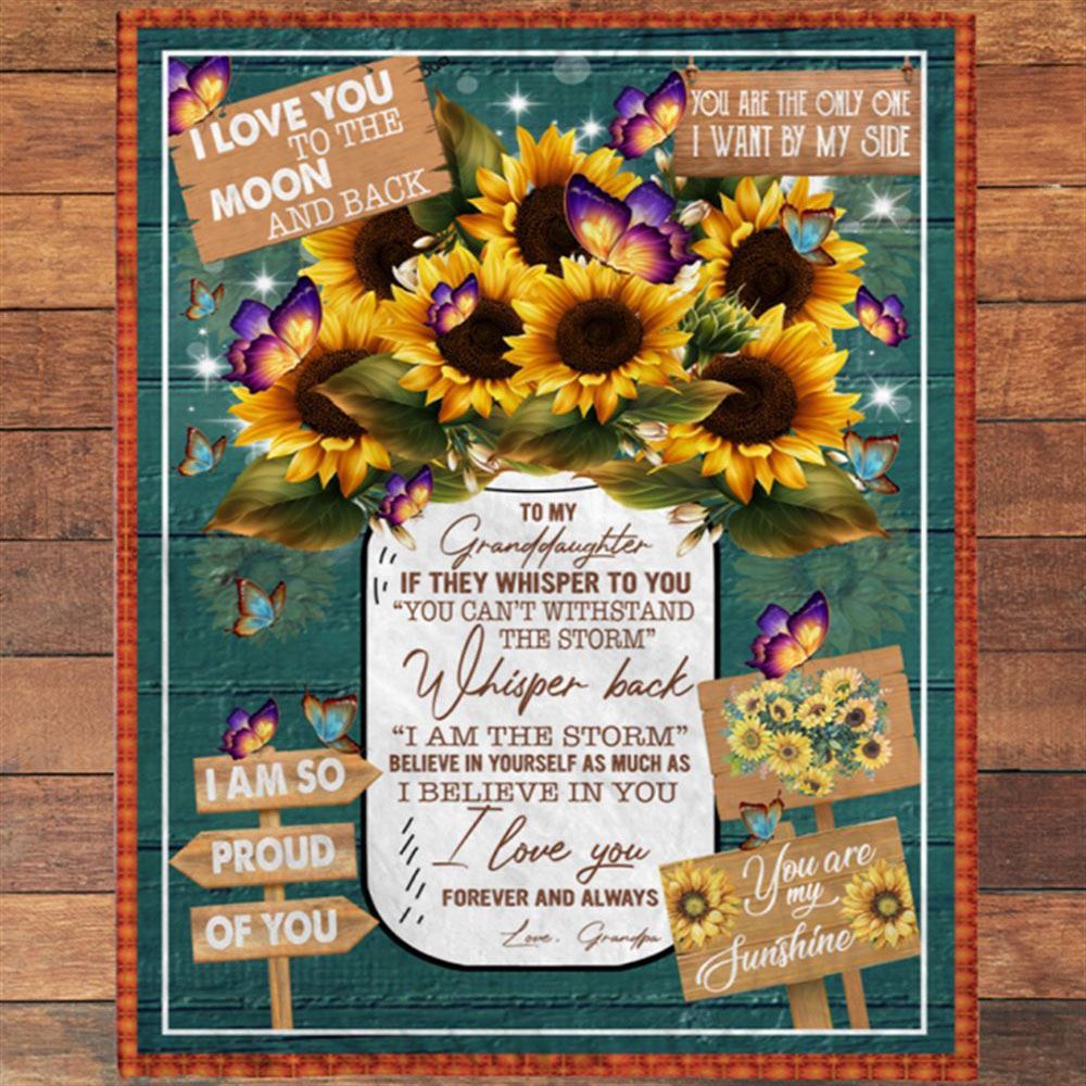 Personalized To My Granddaughter Grandpa Love You Sunflower Gift Ideas Blanket, Mother's Day Blanket, Gift For Her