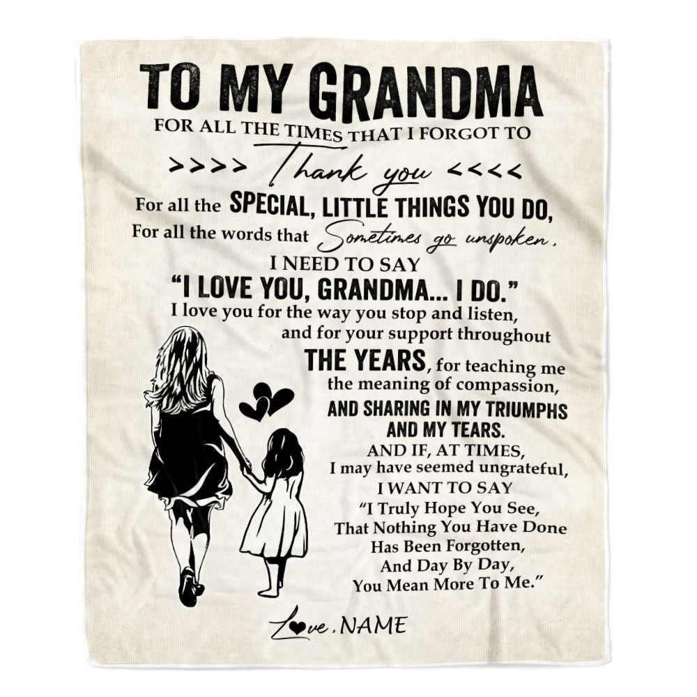 Personalized To My Grandma Blanket From Granddaughter For All The Times That I Forgot To Thank You Blanket, Mother's Day Blanket, Presents For Her
