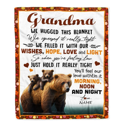 Personalized To My Grandma Blanket From Granddaughter Grandson Bear I Love You Blanket, Mother's Day Blanket, Presents For Her