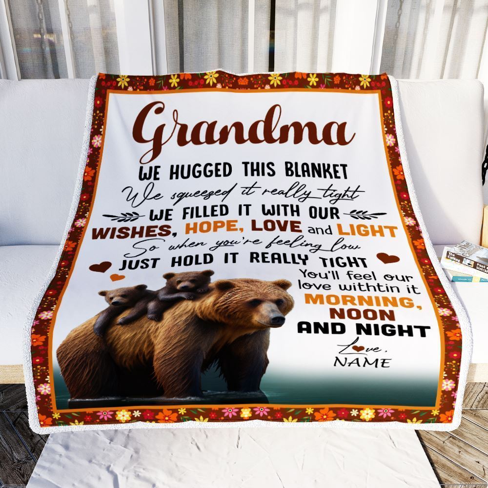 Personalized To My Grandma Blanket From Granddaughter Grandson Bear I Love You Blanket, Mother's Day Blanket, Presents For Her