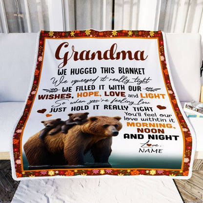 Personalized To My Grandma Blanket From Granddaughter Grandson Bear I Love You Blanket, Mother's Day Blanket, Presents For Her
