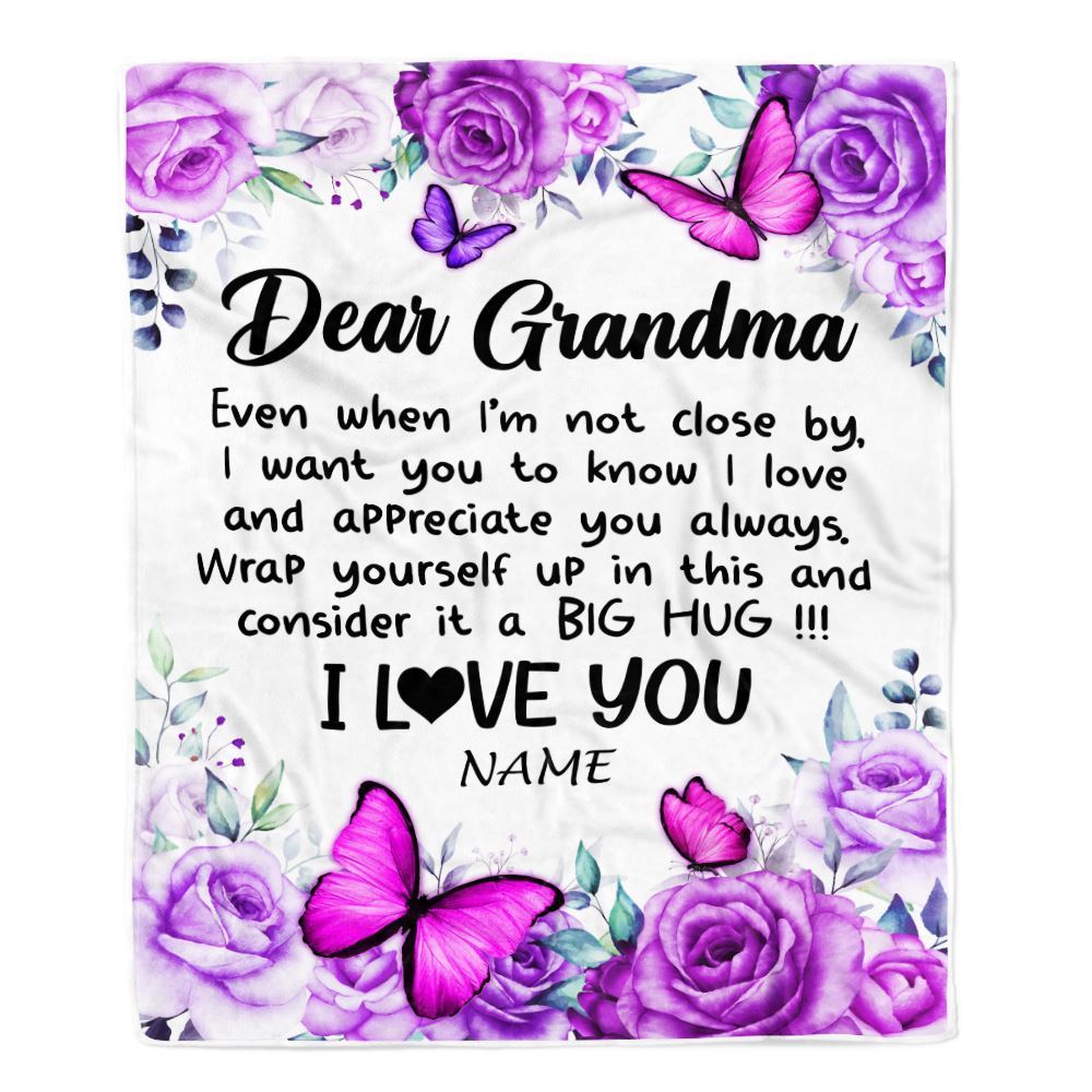 Personalized To My Grandma Blanket From Granddaughter Grandson Butterfly Love And Appreciate Blanket, Mother's Day Blanket, Presents For Her