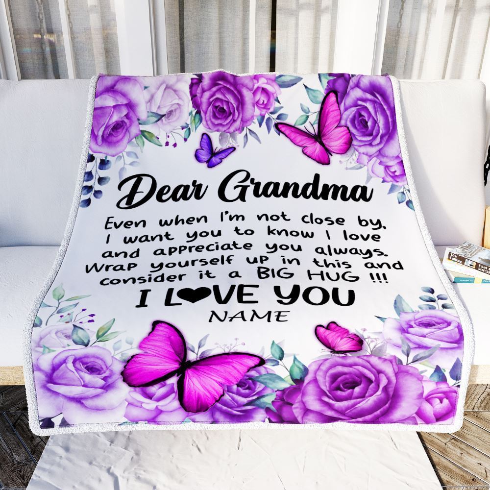 Personalized To My Grandma Blanket From Granddaughter Grandson Butterfly Love And Appreciate Blanket, Mother's Day Blanket, Presents For Her