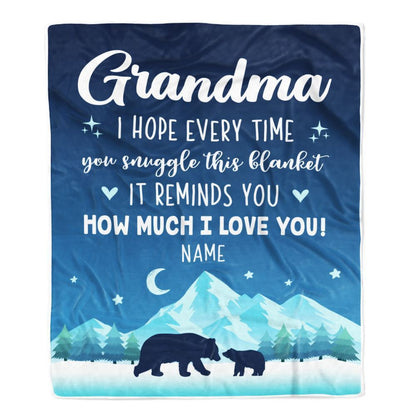 Personalized To My Grandma Blanket From Granddaughter Grandson I Hope Every Time Bear Blanket, Mother's Day Blanket, Presents For Her